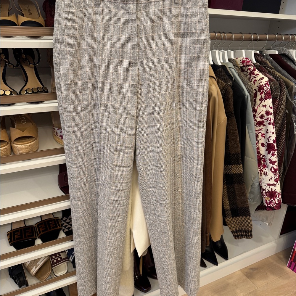 Lafayette 148 New York Sullivan Glen plaid wool blend boule’ Wide Leg Pants - Picture 9 of 16